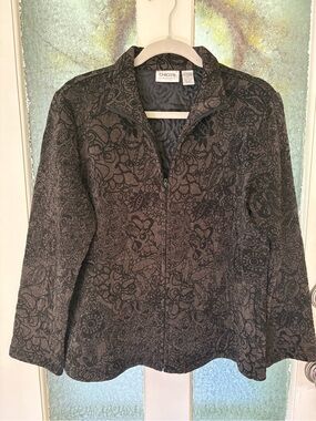 Chicos Size1 Dark Brown Zippered Jacket